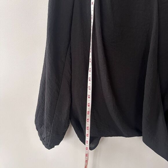 Alythea Wrap Front Sheer Black Blouse Oversized S - Picture 5 of 11